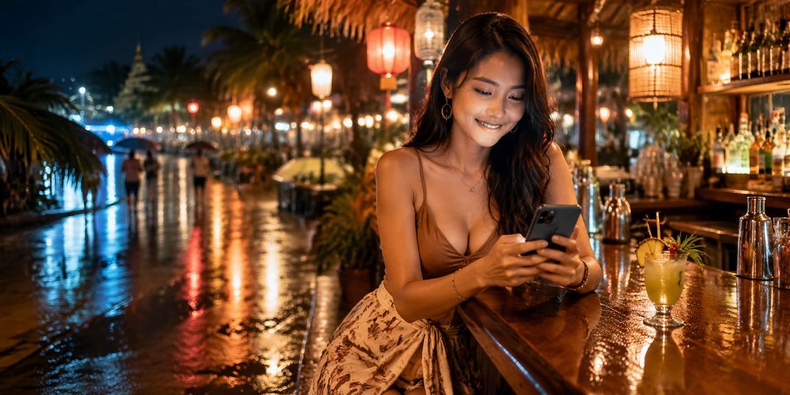 Người chơi sử dụng điện thoại trải nghiệm casino trực tuyến tại chợ đêm Phú Quốc